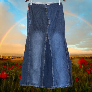 Vintage Paris Blues Denim Maxi Skirt Size 7 Juniors
